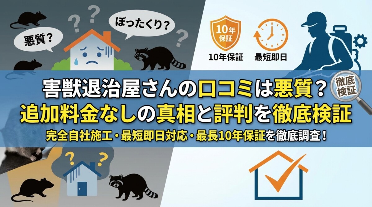 害獣退治屋さんの口コミは悪質?追加料金なしの真相と評判を徹底検証