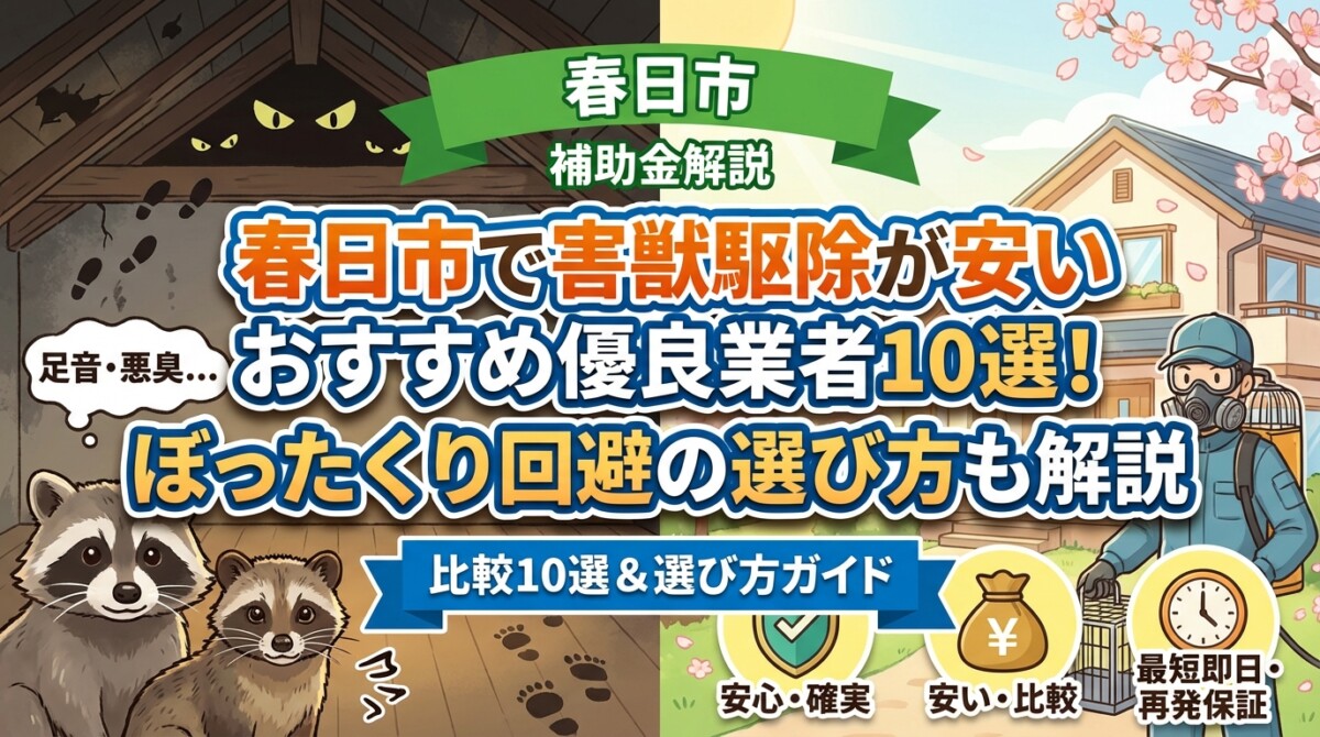 春日市で害獣駆除が安いおすすめ優良業者10選!ぼったくり回避の選び方も解説