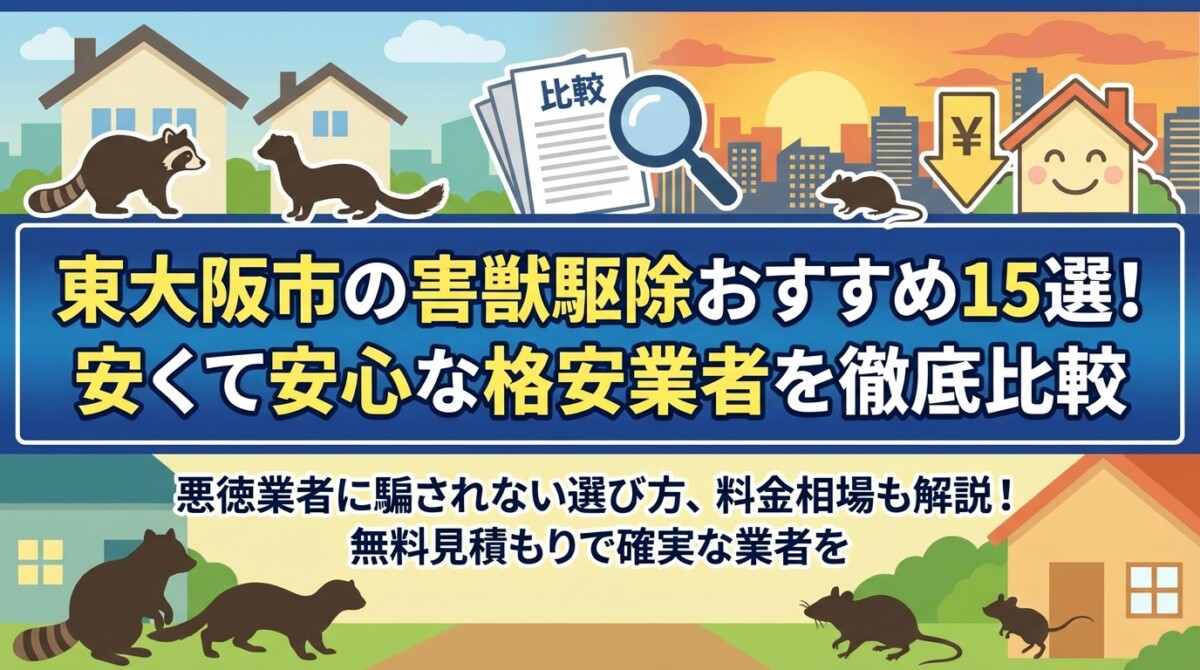 東大阪市の害獣駆除おすすめ15選!安くて安心な格安業者を徹底比較
